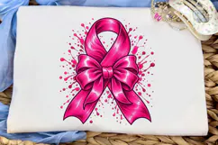 Pink Ribbon Bow Splash PNG Sublimation Product Image 5