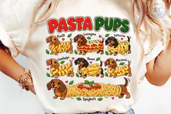 Pasta Pups Dachshund PNG Sublimation Des Product Image 1