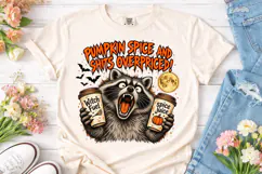 Pumpkin Spice Raccoon PNG Sublimation De Product Image 2