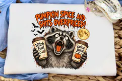 Pumpkin Spice Raccoon PNG Sublimation De Product Image 5