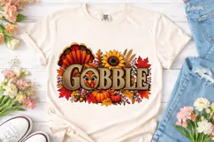 Gobble Fall Pumpkin PNG Sublimation Shir Product Image 2