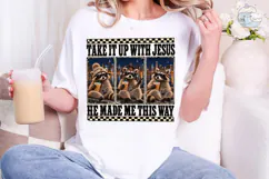 Funny Raccoons Jesus PNG Sublimation Des Product Image 1