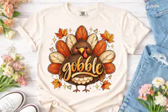 Gobble Turkey Fall PNG Sublimation Desig Product Image 2