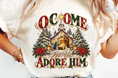 O Come Let Us Adore Him PNG Shirt Design Product Image 6