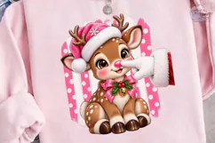 Pink Christmas Reindeer PNG Sublimation Product Image 1