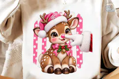 Pink Christmas Reindeer PNG Sublimation Product Image 3
