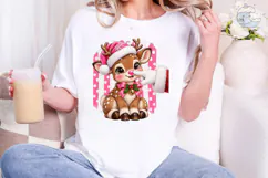Pink Christmas Reindeer PNG Sublimation Product Image 4