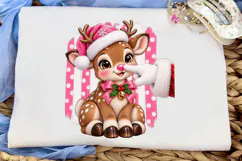 Pink Christmas Reindeer PNG Sublimation Product Image 5