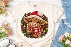 Christmas Highland Cow PNG Sublimation D Product Image 2