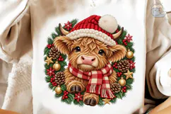Christmas Highland Cow PNG Sublimation D Product Image 4