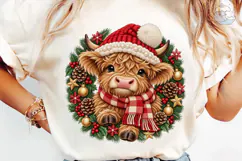 Christmas Highland Cow PNG Sublimation D Product Image 6
