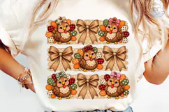 Autumn Chickens Bows PNG Sublimation Bun Product Image 1