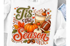 Trending Pumpkin PNG,Tis the Season Fall Pumpkin Football Pn Product Image 1