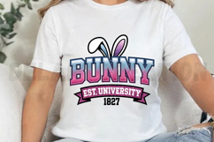Trendy Bunny University, Embroidery Sparkly Sublimation PNG Product Image 2