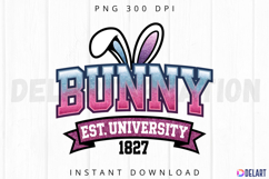 Trendy Bunny University, Embroidery Sparkly Sublimation PNG Product Image 1