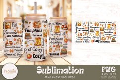fall trendy glass can wrap png design for sublimation and dtf being used as a 16oz glass can print