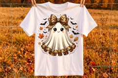 Trendy Fall Ghost Png, Leopard Bow Sublimation Design Product Image 3