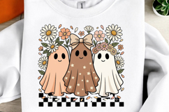 Trendy Floral Pumpkin Ghost PNG Product Image 1