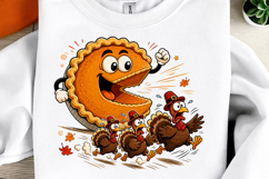 Trendy Funny Turkey Chase PNG Product Image 1