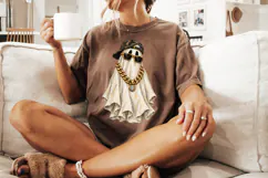 Cool Ghost PNG, Gold Chain Halloween Shirt Graphic Product Image 4