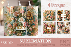 Mama Sunflower Tumbler Wrap designs being used as a Mother's Day Gift 20o Tumbler print