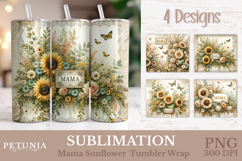 Mama Sunflower Tumbler Wrap designs being used as a Mother's Day Gift 20o Tumbler print