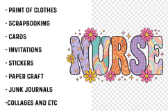 Trendy Nurse Floral Retro Checkered PNG Product Image 2