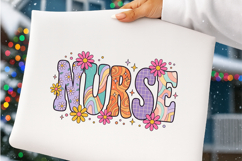 Trendy Nurse Floral Retro Checkered PNG Product Image 3