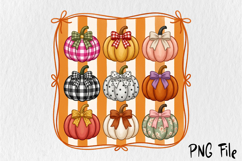 Trendy Plaid Floral Pumpkin, Cute Thanksgiving Pumpkin PNG Product Image 3