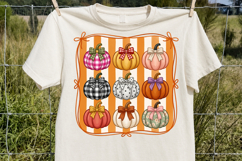 Trendy Plaid Floral Pumpkin, Cute Thanksgiving Pumpkin PNG Product Image 4