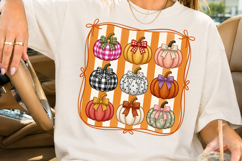 Trendy Plaid Floral Pumpkin, Cute Thanksgiving Pumpkin PNG Product Image 1