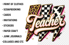 Trendy Teacher Lightning Png Sublimation Design Product Image 3
