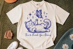 Trendy Vintage Cat with Butterfly SVG Product Image 2