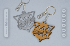 Aquarius Zodiac Keychain Laser Cut SVG Product Image 1