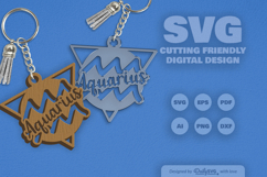 Aquarius Zodiac Keychain Laser Cut SVG Product Image 2