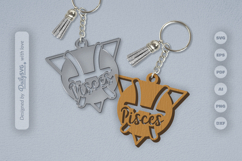 Pisces Zodiac Keychain Laser Cut SVG Product Image 2