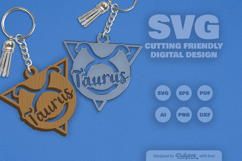 Taurus Zodiac Keychain Laser Cut SVG Product Image 2