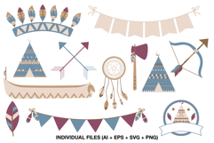 Teepee themed party clipart for birthday invitations.