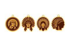 Tribal Clan Faces Keychain Laser Cut Template Earrings Product Image 2
