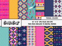 Tribal Digital Papers, aztec graphic, ethnic illustrations Product Image 2