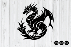 Tribal Dragon SVG, Tattoo Dragon Design SVG, Dragon SVG Product Image 1