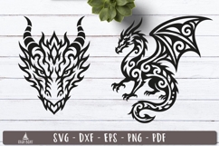 Tribal Dragon SVG Silhouette