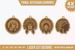Tribal Clan Faces Keychain Laser Cut Template Earrings Product Image 1