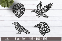 Tribal Raven Crow Silhouette Bird SVG 