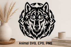 Symbolic Tribal Wolf SVG Design | Wolf Silhouette SVG Product Image 1