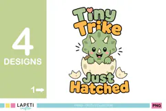 Cute triceratops graphics with hatching sitting playing and excited poses