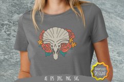 Triceratops Skull and Flowers SVG Product Image 1