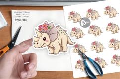 Triceratops with Flowers Sticker Product Image 1