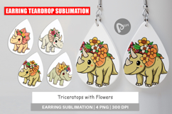 Earring Triceratops with Flowers Product Image 1