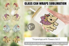 Glass Can Triceratops with Flowers Product Image 1